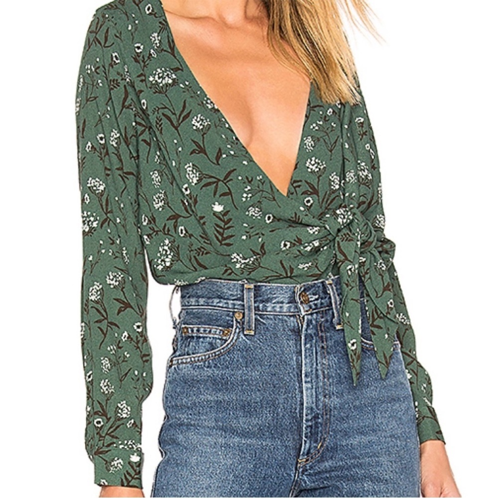Capulet Green Floral Wrap Bodysuit